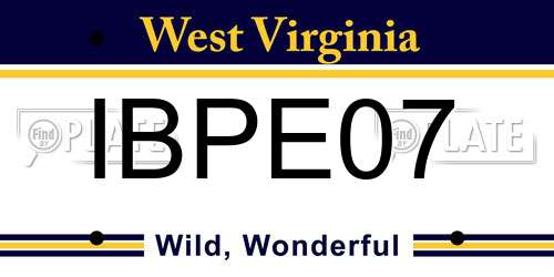 IBPE07 West Virginia License Plate