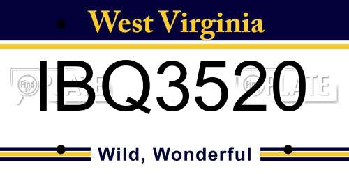 IBQ3520 West Virginia License Plate