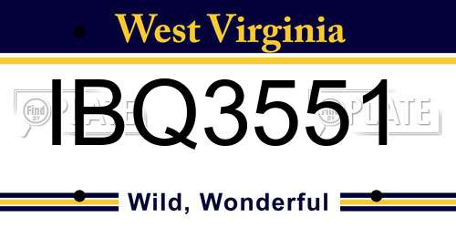 IBQ3551 West Virginia License Plate