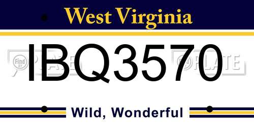 IBQ3570 West Virginia License Plate