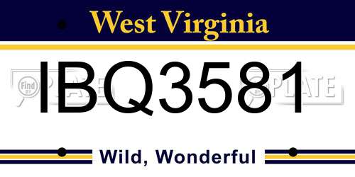 IBQ3581 West Virginia License Plate
