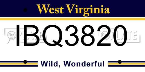 IBQ3820 West Virginia License Plate