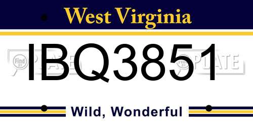 IBQ3851 West Virginia License Plate