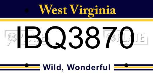IBQ3870 West Virginia License Plate