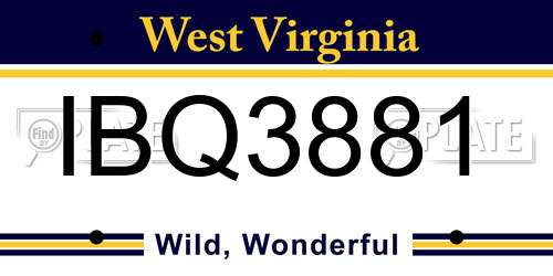 IBQ3881 West Virginia License Plate