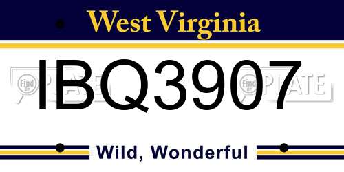 IBQ3907 West Virginia License Plate