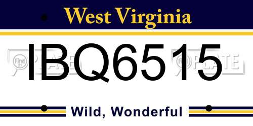 IBQ6515 West Virginia License Plate