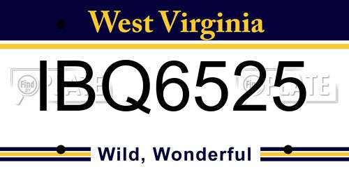 IBQ6525 West Virginia License Plate