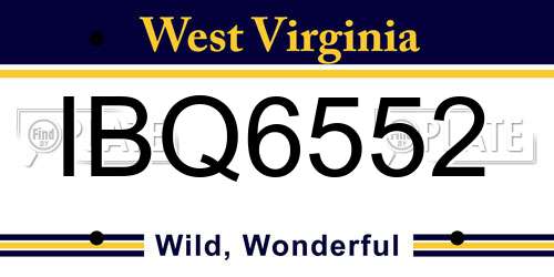 IBQ6552 West Virginia License Plate