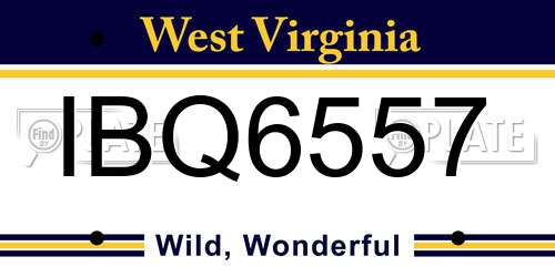 IBQ6557 West Virginia License Plate