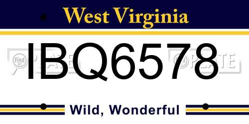 IBQ6578 West Virginia License Plate