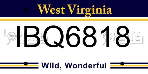 IBQ6818 West Virginia License Plate