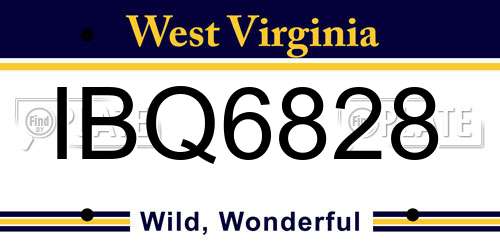 IBQ6828 West Virginia License Plate
