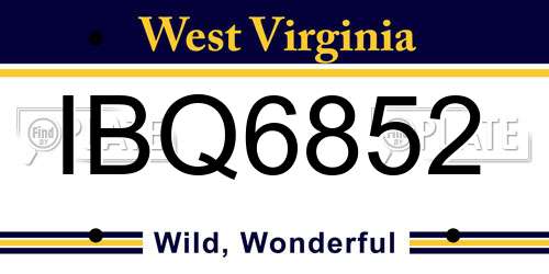 IBQ6852 West Virginia License Plate
