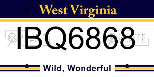 IBQ6868 West Virginia License Plate