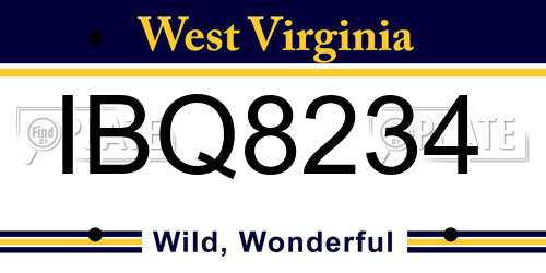 IBQ8234 West Virginia License Plate