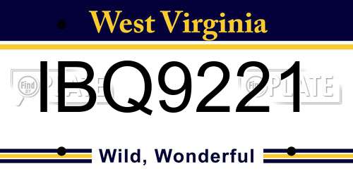 IBQ9221 West Virginia License Plate