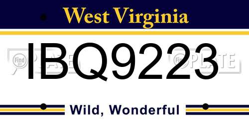 IBQ9223 West Virginia License Plate
