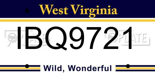 IBQ9721 West Virginia License Plate