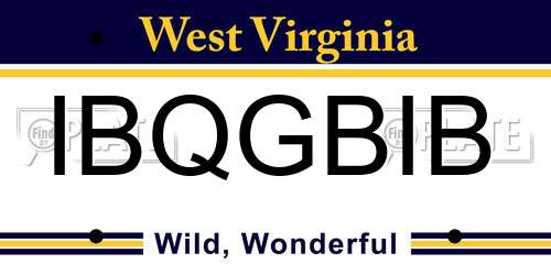 IBQGBIB West Virginia License Plate
