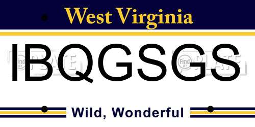 IBQGSGS West Virginia License Plate