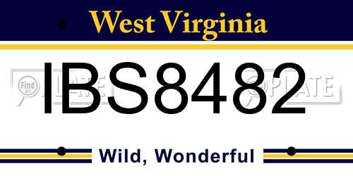 IBS8482 West Virginia License Plate
