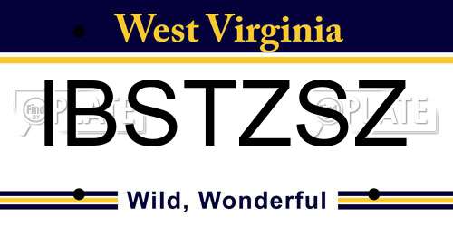 IBSTZSZ West Virginia License Plate