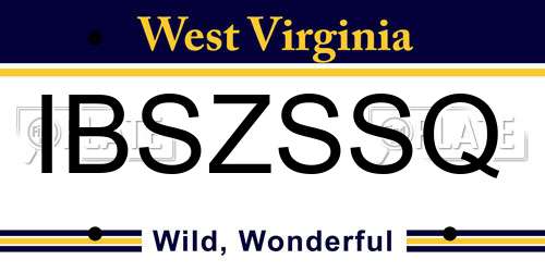 IBSZSSQ West Virginia License Plate