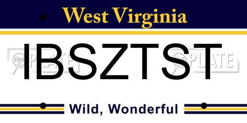 IBSZTST West Virginia License Plate
