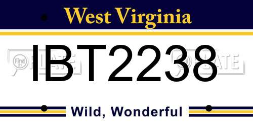 IBT2238 West Virginia License Plate