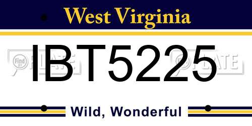 IBT5225 West Virginia License Plate