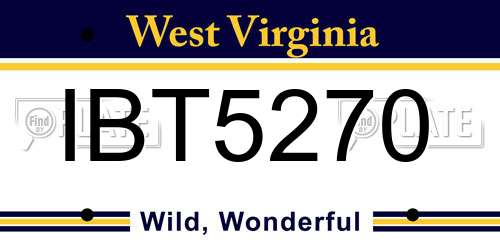IBT5270 West Virginia License Plate