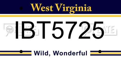 IBT5725 West Virginia License Plate