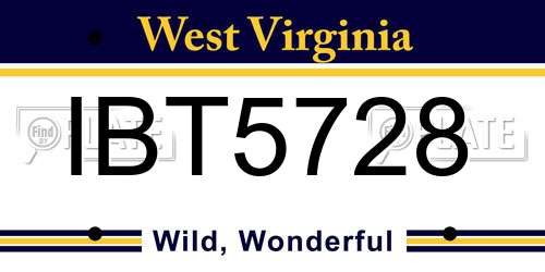 IBT5728 West Virginia License Plate