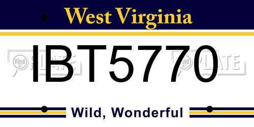 IBT5770 West Virginia License Plate