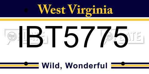 IBT5775 West Virginia License Plate