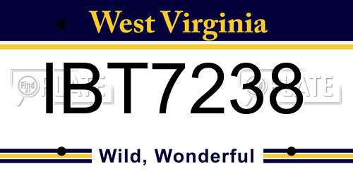 IBT7238 West Virginia License Plate