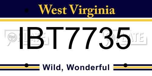 IBT7735 West Virginia License Plate