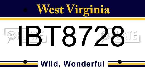 IBT8728 West Virginia License Plate