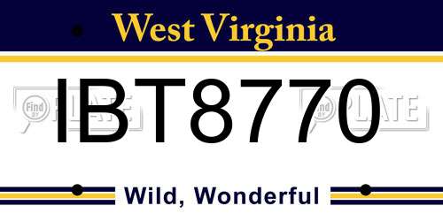 IBT8770 West Virginia License Plate