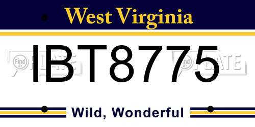 IBT8775 West Virginia License Plate