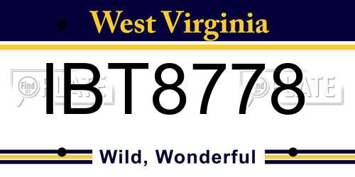 IBT8778 West Virginia License Plate
