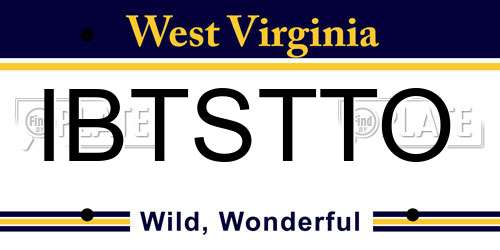 IBTSTTO West Virginia License Plate