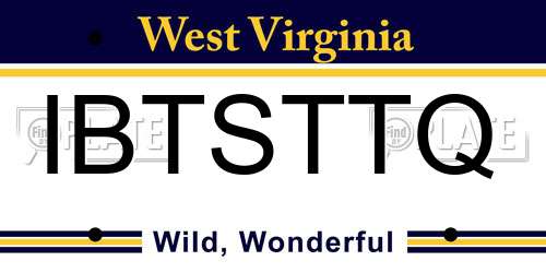 IBTSTTQ West Virginia License Plate