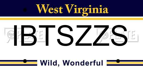 IBTSZZS West Virginia License Plate