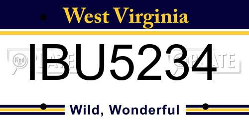 IBU5234 West Virginia License Plate