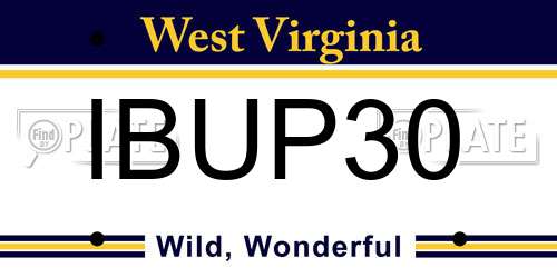 IBUP30 West Virginia License Plate