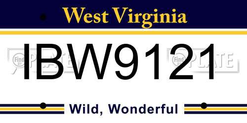 IBW9121 West Virginia License Plate