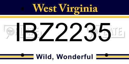 IBZ2235 West Virginia License Plate
