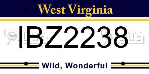 IBZ2238 West Virginia License Plate